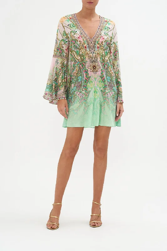 Weekend Flash Sale V-NECK FLARED SLEEVE MINI DRESS LOST CITY