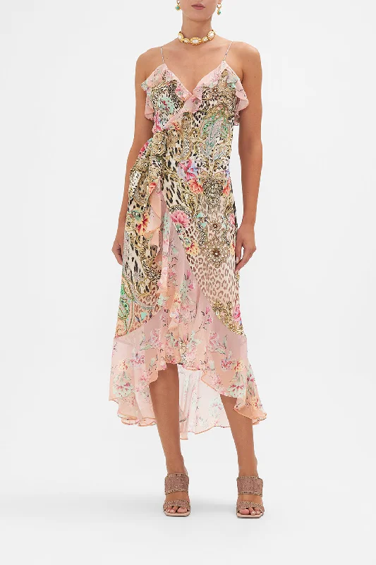 Limited Time Offer LONG WRAP DRESS WITH FRILL QUEEN ATLANTIS