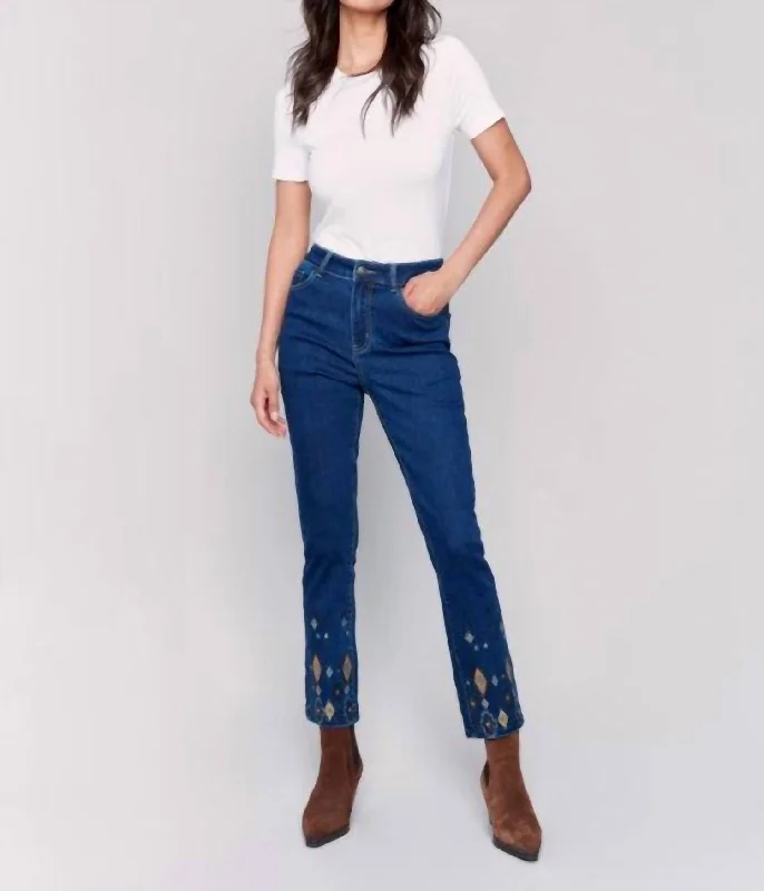 Limited Time Beaded Hem Slim Jeans In Indigo