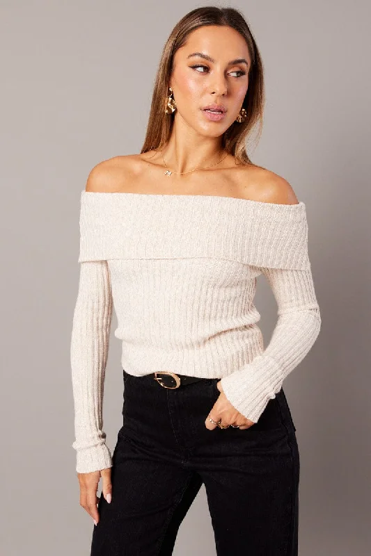 Unmissable Offer Beige Knit Top Long Sleeve