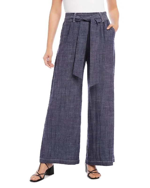Price Drop Belted Wide Leg Pant In Indigo