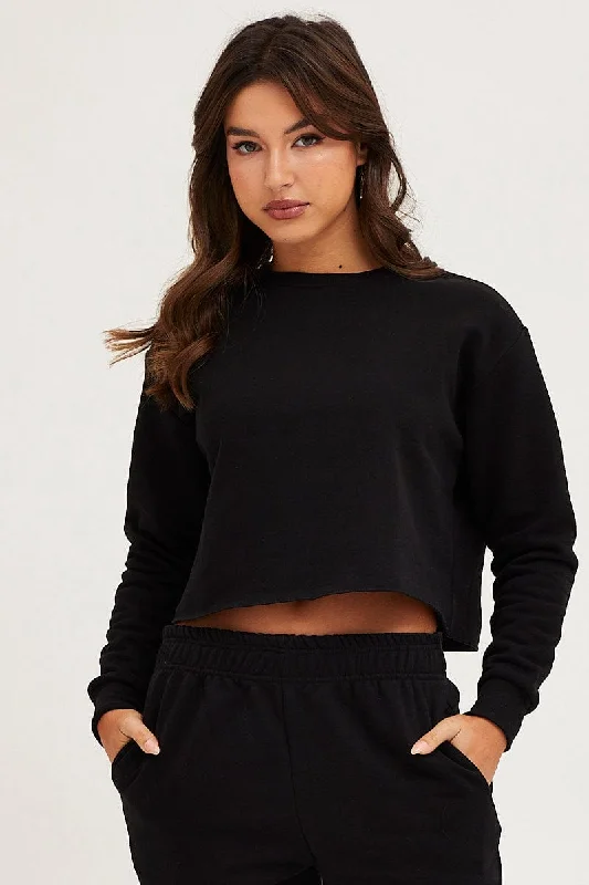 Online Only Black Crop Sweat