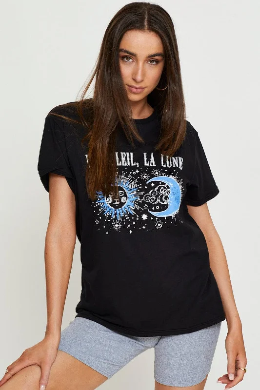 Discount Deals Black Graphic T Shirt Short Sleeve