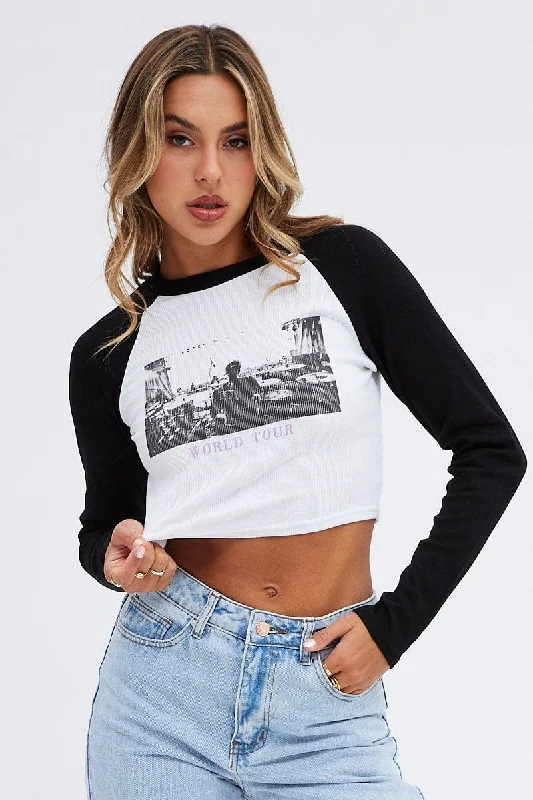 Massive Deals Black Graphic Tee Long Sleeve