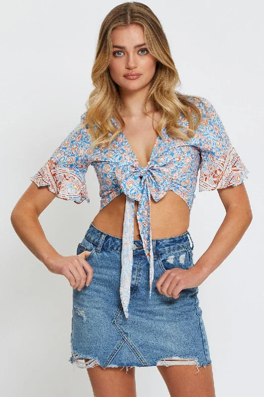 Boho Print Bolero Short Sleeve