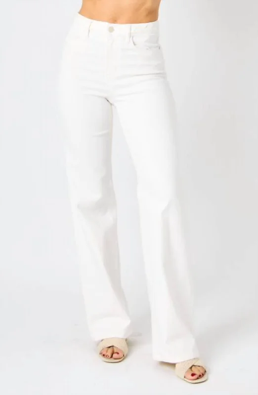 Deep Discounts Braided Waistband Jeans In White
