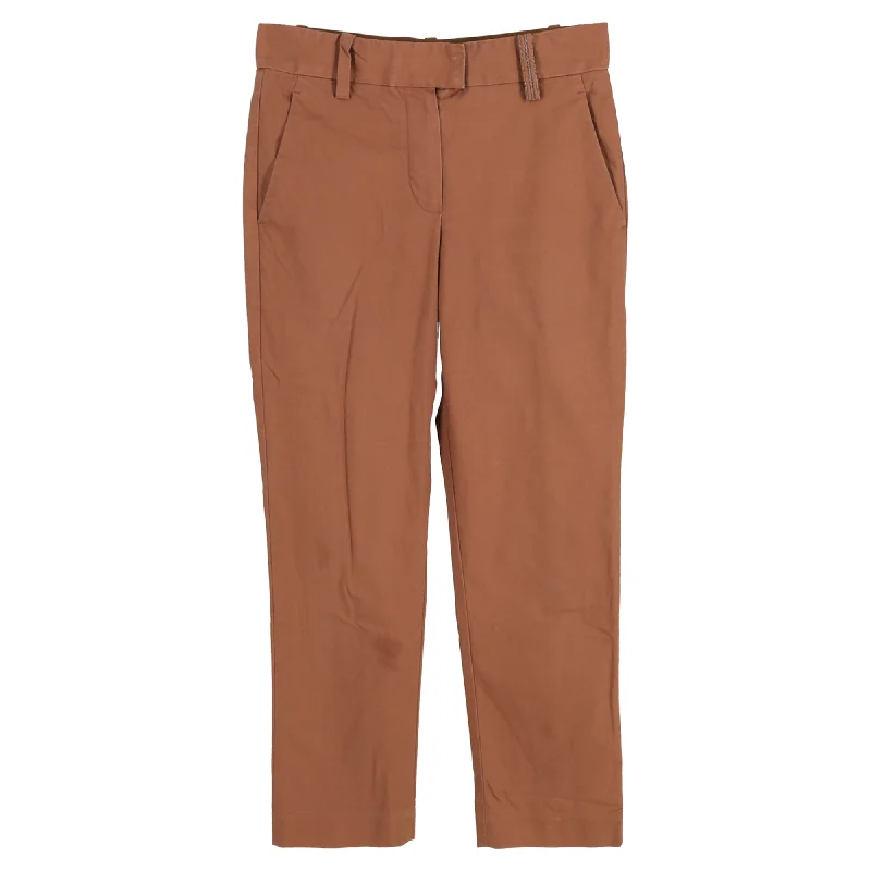 Limited Availability Brunello Cucinelli Cropped Trousers in Brown Cotton