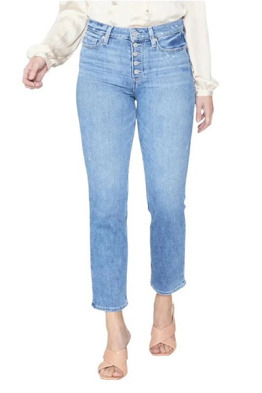 Super Sale Cindy Crop Exposed Button Fly High Rise Jean In Say Anything Distressed