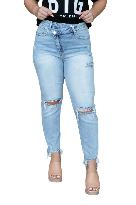 Buy More, Save More Crossover Girlfriend Jeans In Light Wash