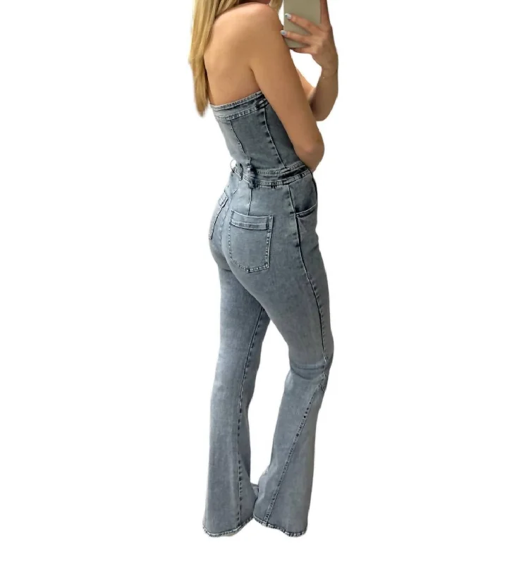 Shop and Save Debbie Tube Jumpsuit In Denim