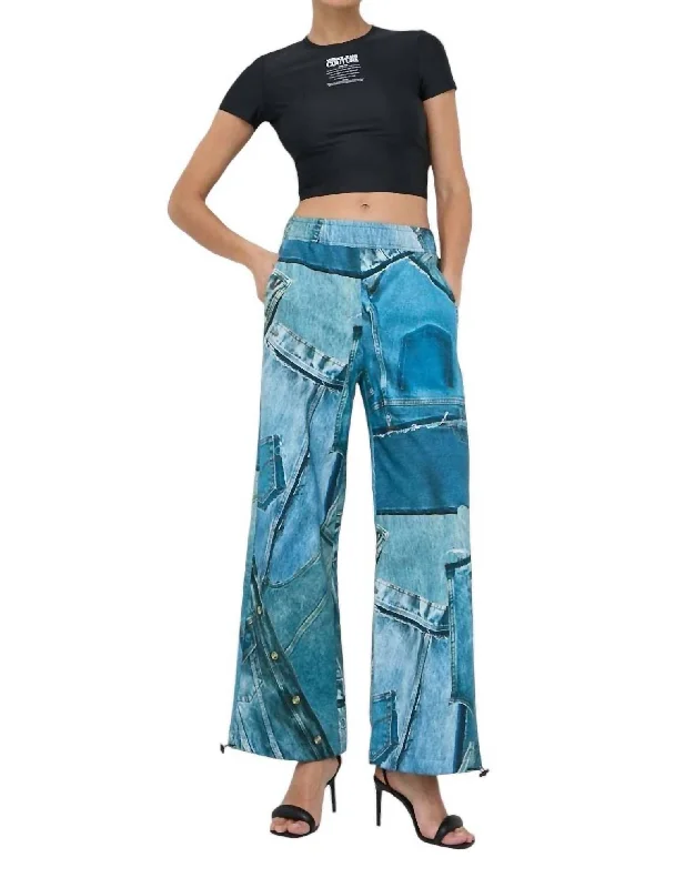The Best Prices Denim Print Gympants In Bonnie Light Blue