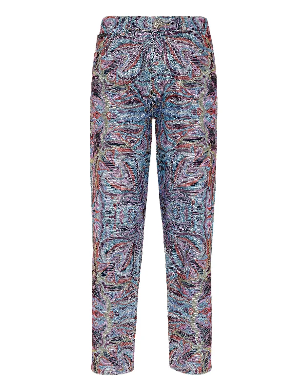 Best Bargains Denim Trousers Mom Fit Crystal Colorful Circus