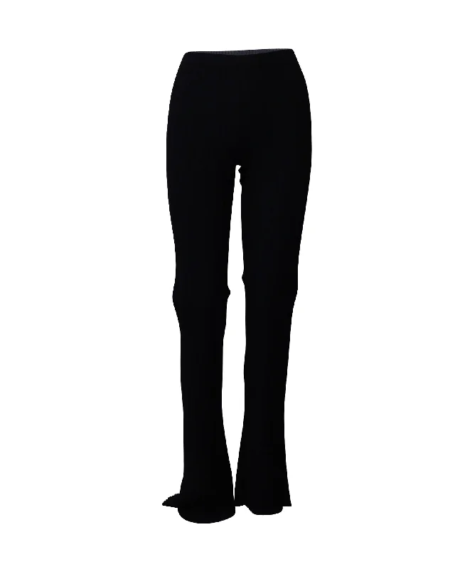 Online Exclusive Dion Lee Slim Fit Semi Bell Bottom Striped Leggings in Navy Blue Viscose