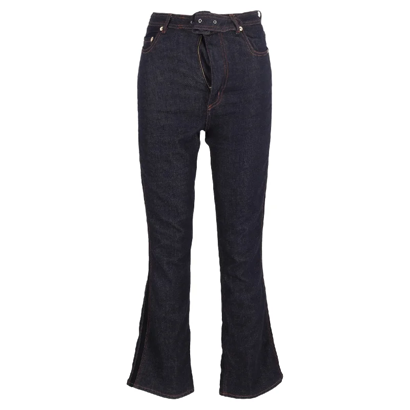 Lowest Price Erdem Vina Belted Denim Flared Jeans in Navy Blue Cotton