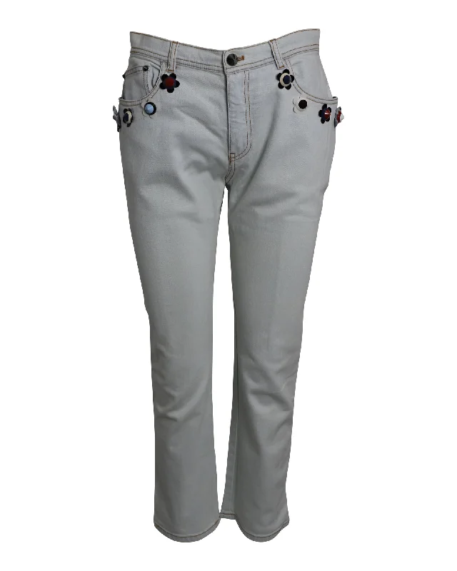 Don’t Miss Out Fendi Flowerland Jeans in Light Blue Cotton Denim