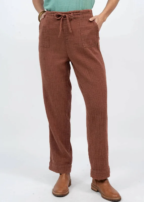 Epic Deals Gauze Drawstring Pants In Brown