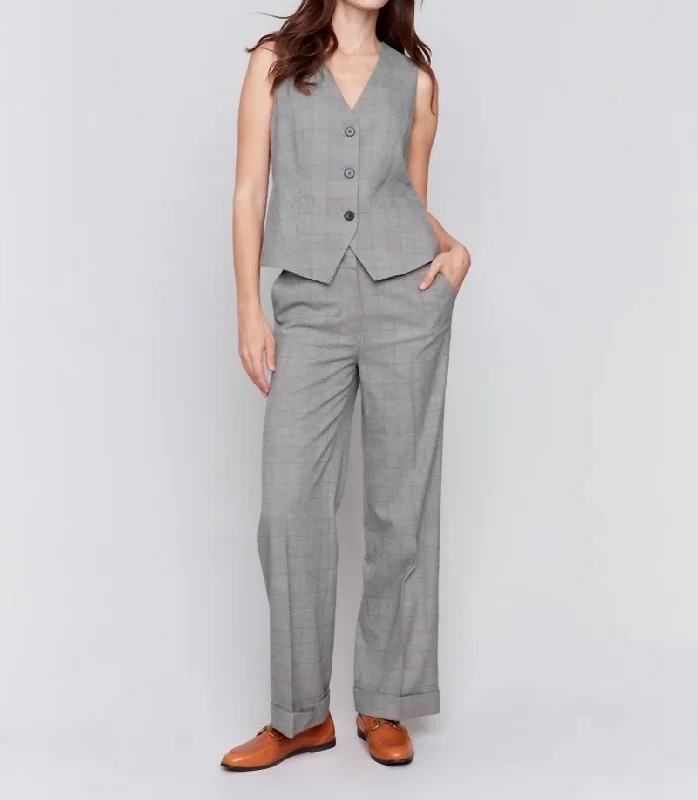 Special Discount Glen Plaid Flare Pants In Terracotta Plaid