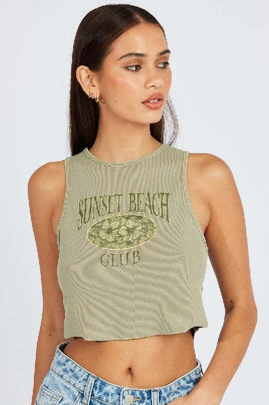 Price Meltdown Green Graphic Tank Sleeveless