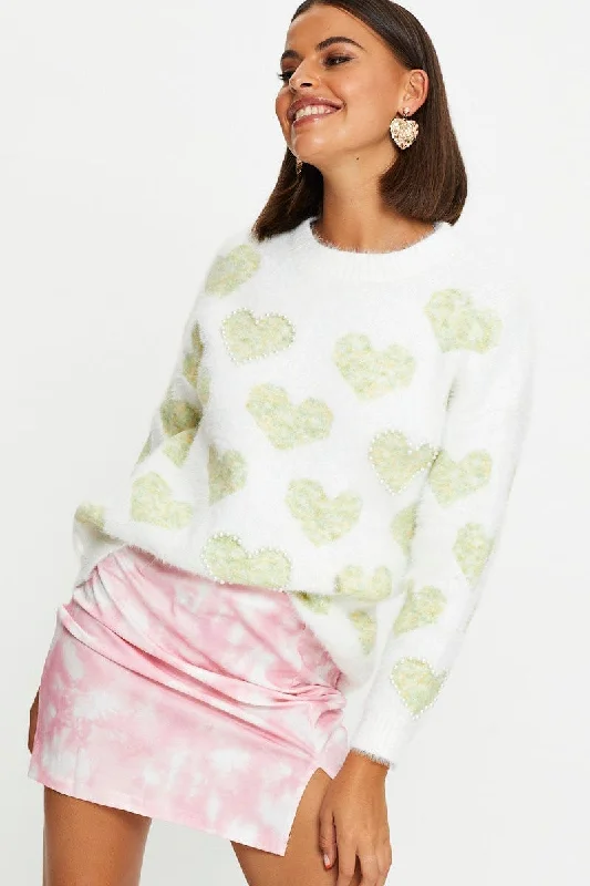 Special Discount Green Love Heart Knit