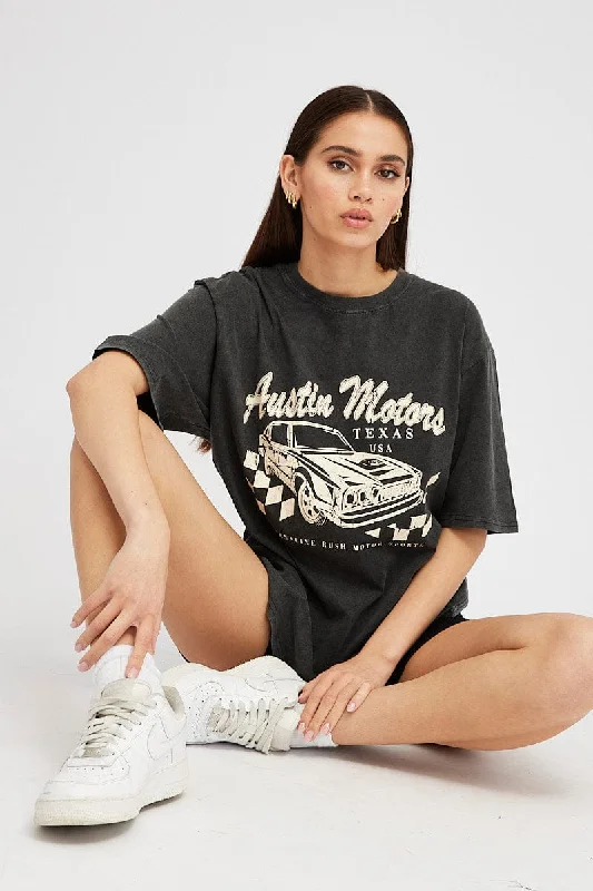 Overstock Grey Graphic Tee Short Sleeve