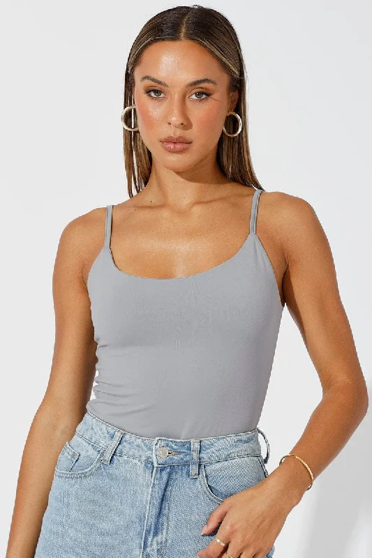 Deep Discounts Grey Singlet Bodysuit
