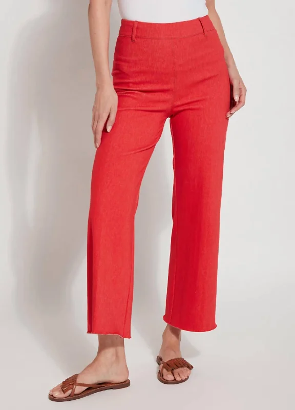 Members Only Hi Waist No Side Seam Wide Leg Denim Pants In Watermelon