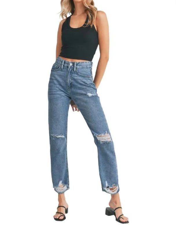 Stock Up and Save High Rise Ankle Length Jean In Medium Denim