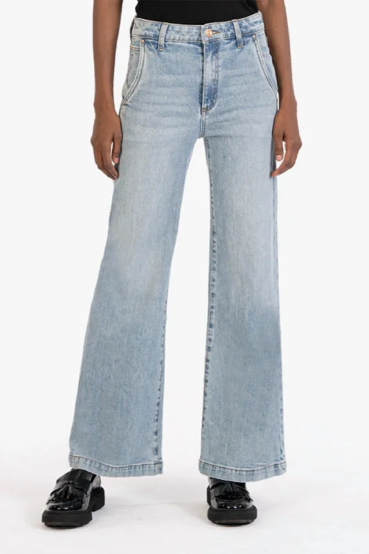 Daily Specials Meg High Rise Trouser Wide Leg Jean In World Wash