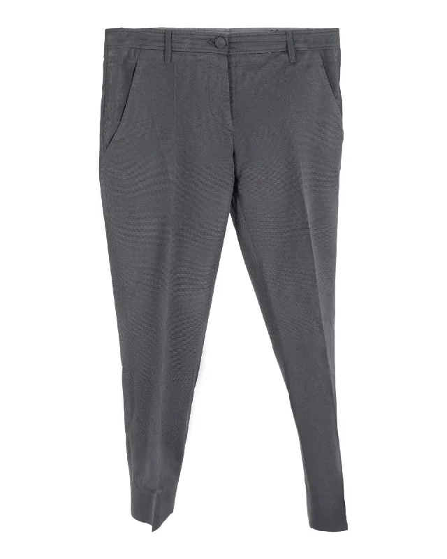 Year-End Sale Miu Miu Straight Leg Trousers in Grey Cotton