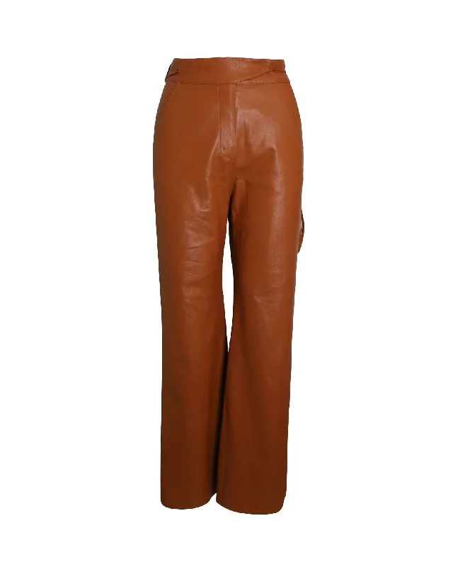 Seasonal Clearance Nanushka Flared-Leg Trousers in Bown Polyurethane