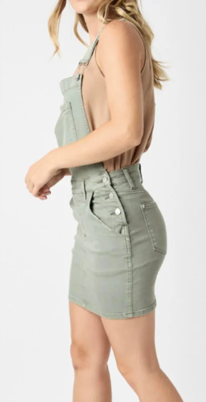 Crazy Deals Overalls Skirt In Sage