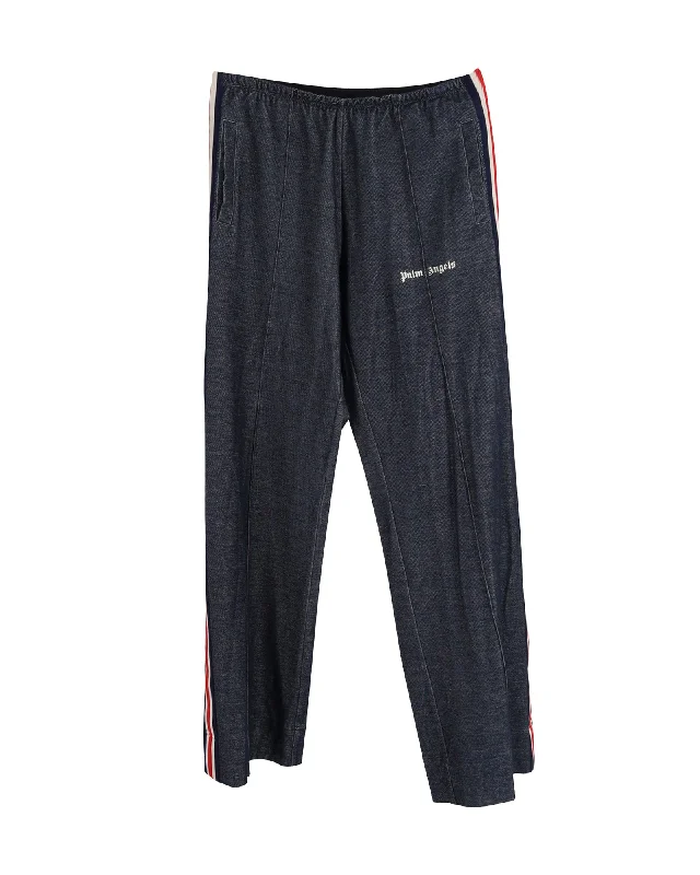 Today’s Special Palm Angels Elasticated Loose Track Pants in Navy Cotton