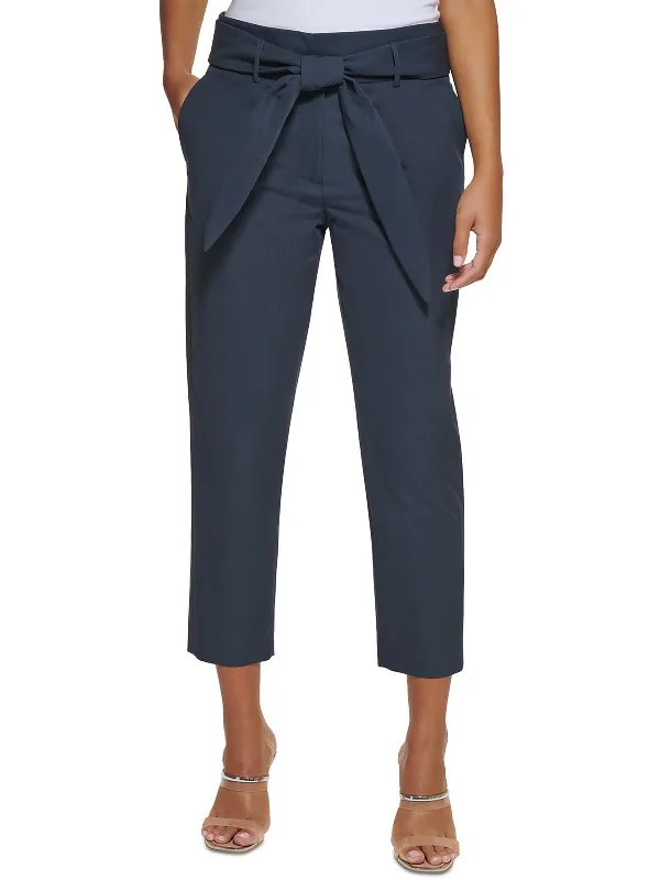 Customer Appreciation Sale Petites Womens Paper Bag Waist Casual Straight Leg Pants