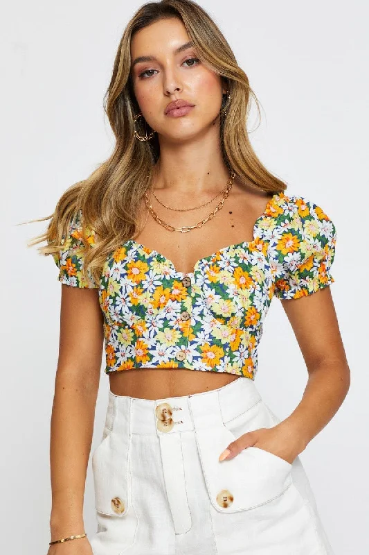 Huge Discounts Print Crop Top Off Shoulder Short Sleeve