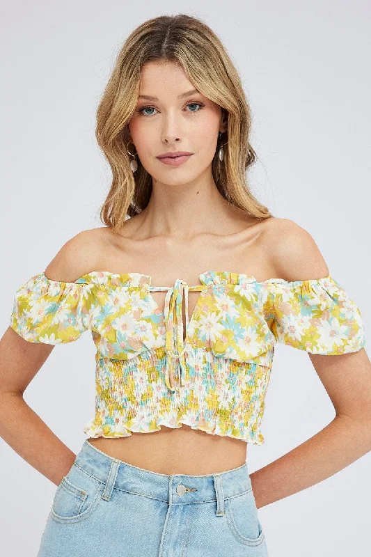Clearance Items Print Crop Top Short Sleeve