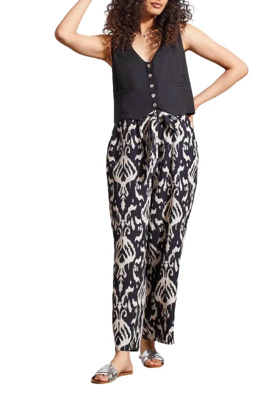 Take Advantage Printed Pull-On Belted Pants In French Oak