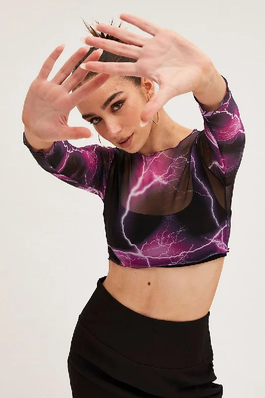Must-Have Deals Purple Abstract Abstract Print Top
