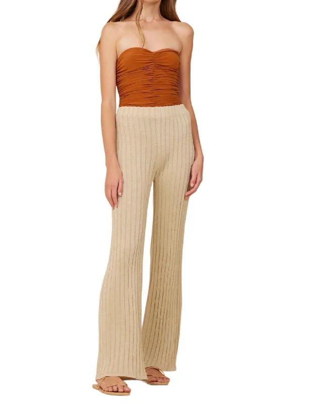 Daily Deals Rib Pants In Gold Metallic