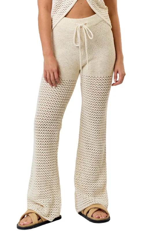 Shimmer Crochet Pants In Beige