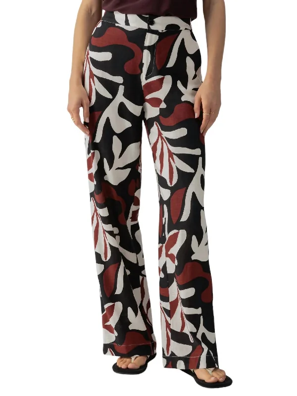 Stock Clearance Soft Print Trouser In Mineral