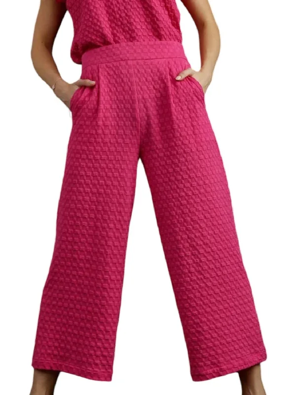 Quick Sale Square Jacquard Wide Pants In Hot Pink
