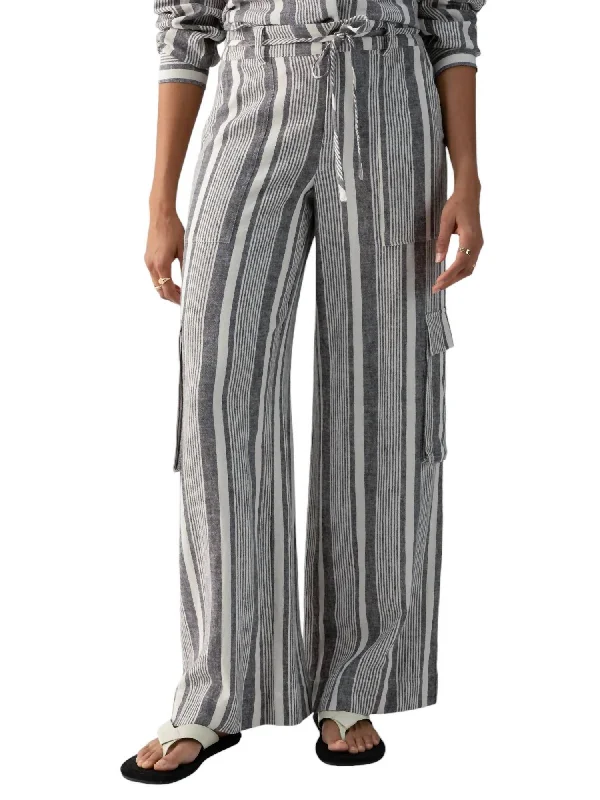 Bargain Blast Sunset Linen Pant In Variegated Stripe