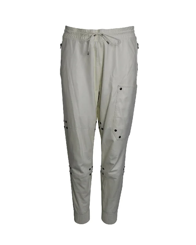 Bargain Bin Tom Ford Drawstring Track Pants in White Leather