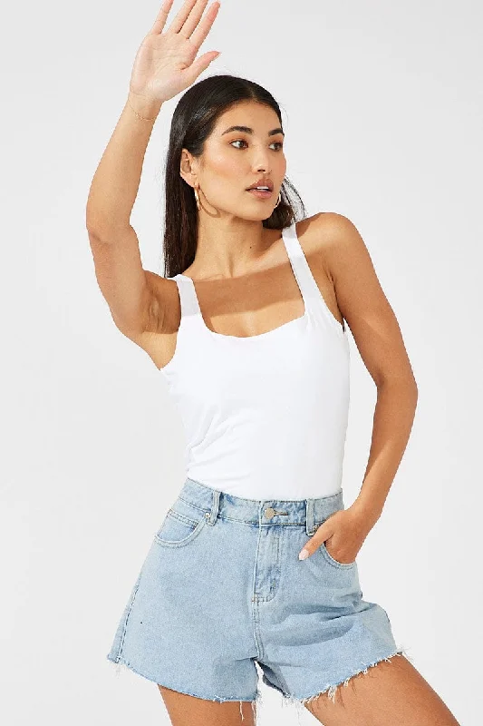 Instant Discount White Bodysuit Sleeveless Scoop Neck
