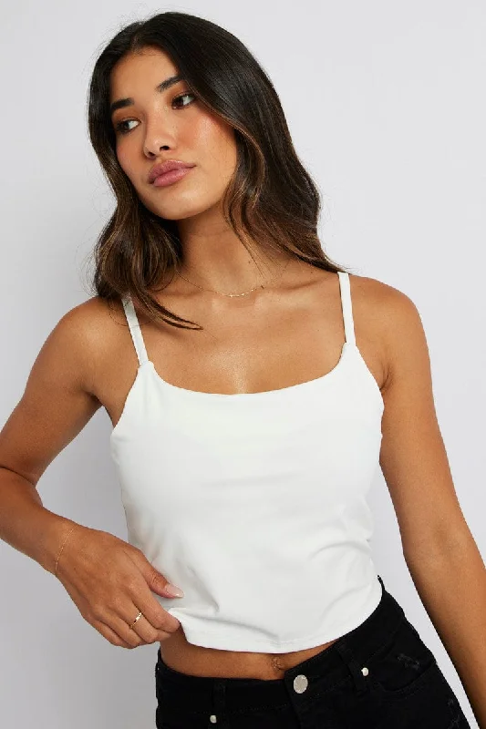 Markdown Madness White Bralette Round Neck Sleeveless Padded