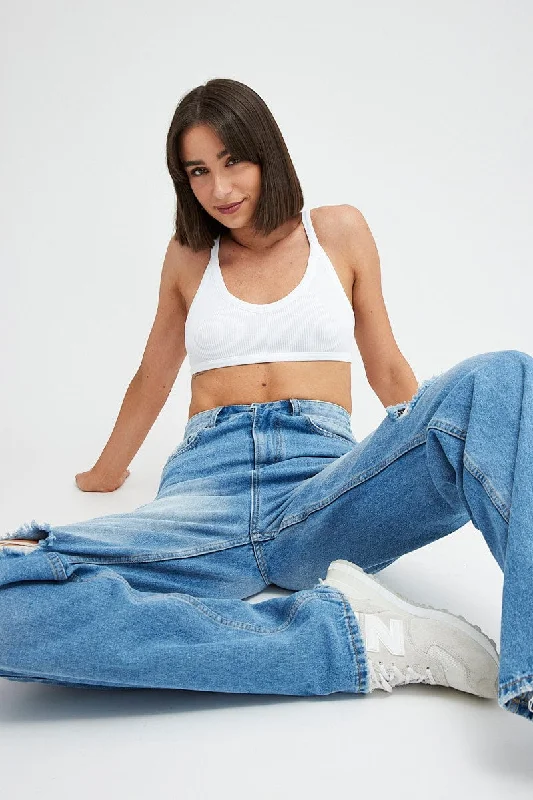 Price Cut White Bralette V Neck Seamless