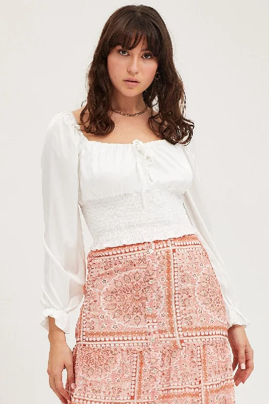 Online Specials White Crop Top Long Sleeve