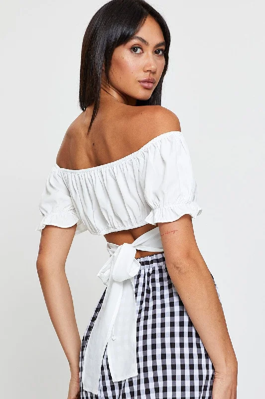 Price Buster White Crop Top Short Sleeve