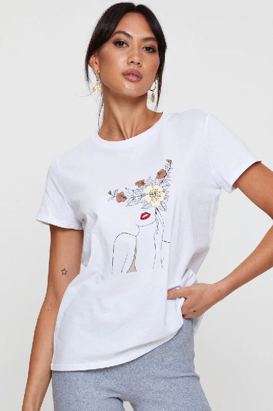The Best Prices White Graphic T Shirt Short Sleeve