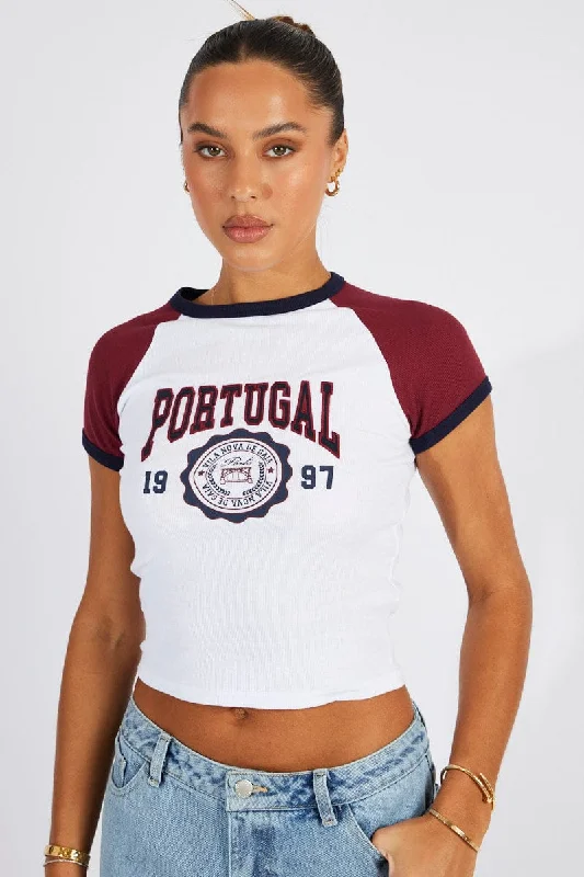Deal Frenzy White Graphic Tee Short Sleeve